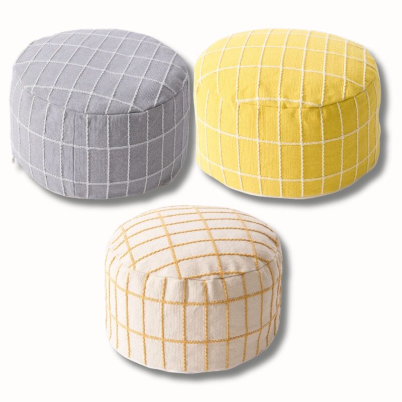 Housse pouf coton et lin 40x20 cm non rembourrée, pouf rangement salon – Image 2