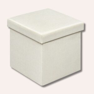 Pouf Ottoman Rangement Pliable Lin - Repose-Pied Coffre