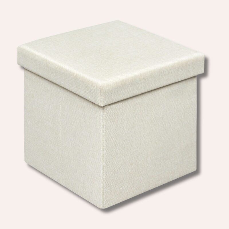 Pouf Ottoman Rangement Pliable Lin - Repose-Pied Coffre