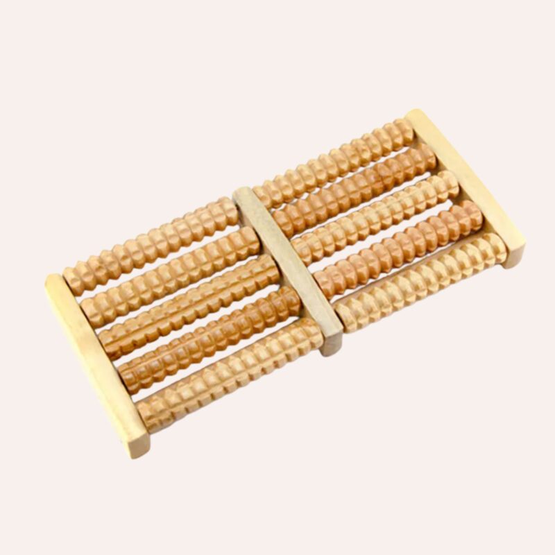 Rouleau Massage Pieds Bois 5 Rangées Réflexologie Anti-Stress Portable Coloré