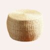 Pouf Sol Japonais Rotin Zen Repose-Pieds Méditation Artisanal