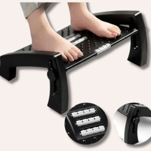 Repose-Pieds Réglable 6 Hauteurs PP Rouleaux Massage Ergonomique Portable