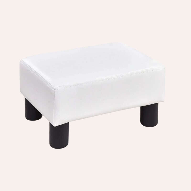 Pouf Ottoman Cuir Rouge - Repose-Pieds Rectangulaire 40x30x24cm Design