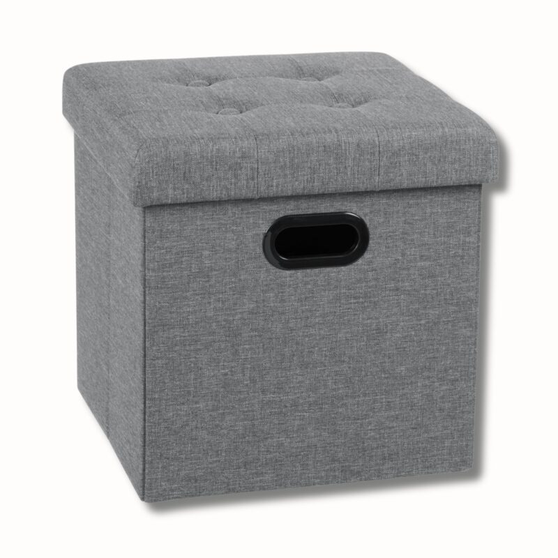 Pouf Simili Cuir Coffre Rangement - Repose-Pied Pliable – Image 2