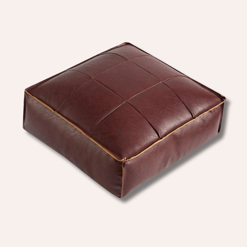 Pouf Marocain Enfant Cuir PU 40x40x15cm Carré Salon Mariage Traditionnel – Image 3