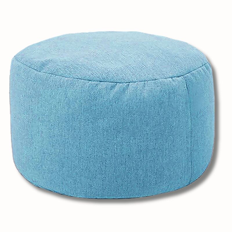 Tabouret repose pied lin rond 30cm diamètre 20cm pouf doux – Image 3
