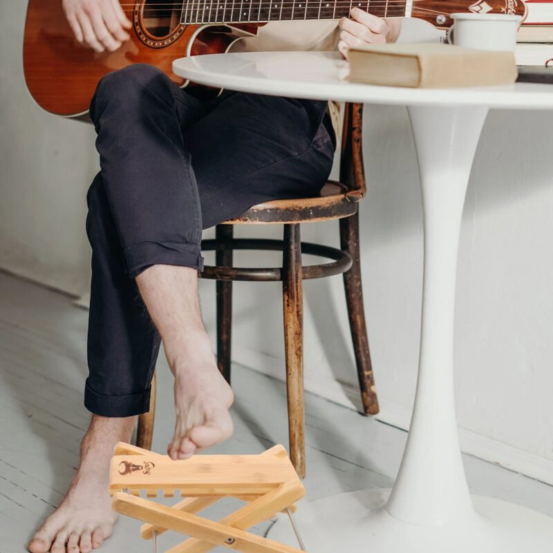 Repose-Pieds Guitare Bambou 4 Hauteurs Classique Ergonomique Portable Musical – Image 3