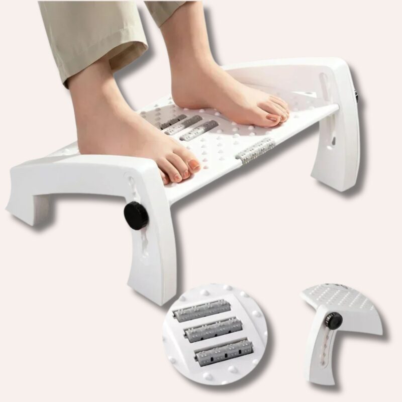 Repose-Pieds Réglable 6 Hauteurs PP Rouleaux Massage Ergonomique Portable – Image 3