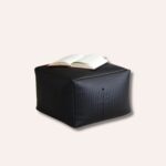 Pouf Rond Similicuir Rembourré - Tabouret Ottoman Multifonction EPS