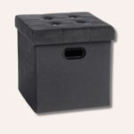 Pouf Simili Cuir Coffre Rangement - Repose-Pied Pliable