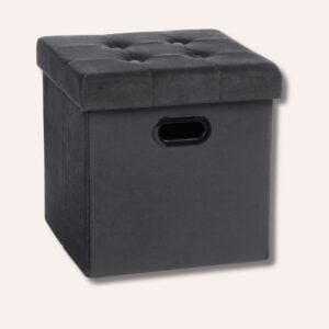 Pouf Simili Cuir Coffre Rangement - Repose-Pied Pliable