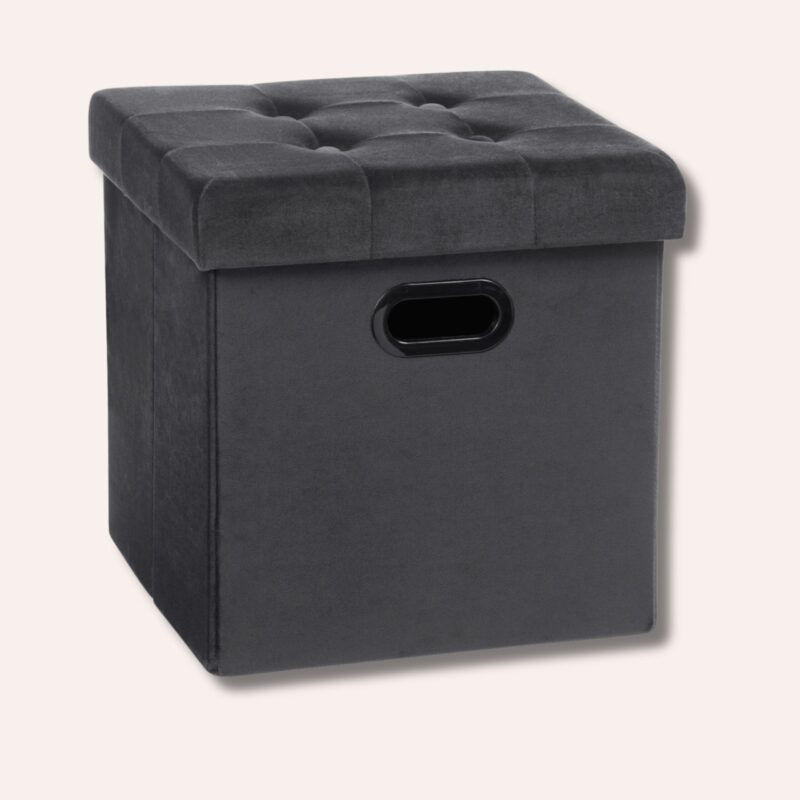 Pouf Simili Cuir Coffre Rangement - Repose-Pied Pliable