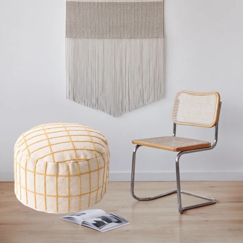 Housse pouf coton et lin 40x20 cm non rembourrée, pouf rangement salon