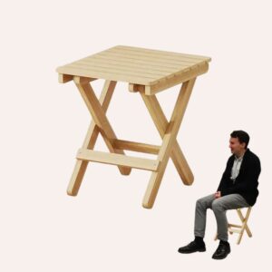 Tabouret Pliable Bois Camping - Repose-Pied Portable Léger