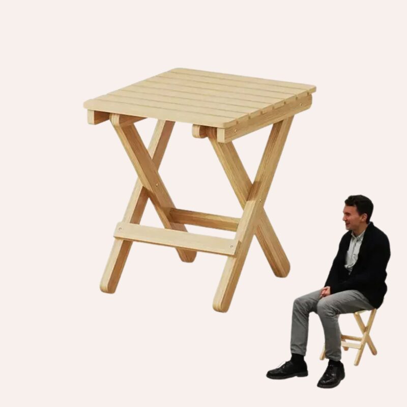 Tabouret Pliable Bois Camping - Repose-Pied Portable Léger