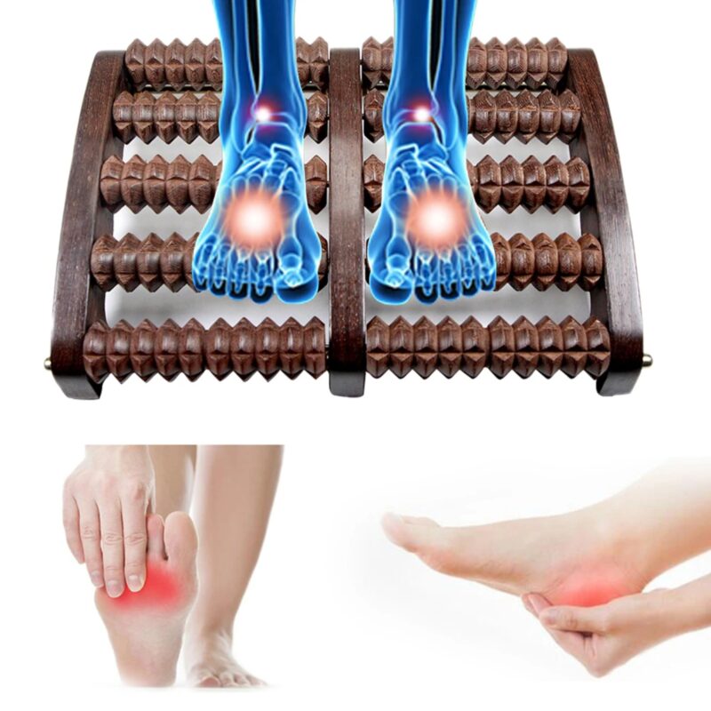 Rouleau Masseur Pieds Bois Acupression Fasciite Plantaire Réflexologie Naturel – Image 5