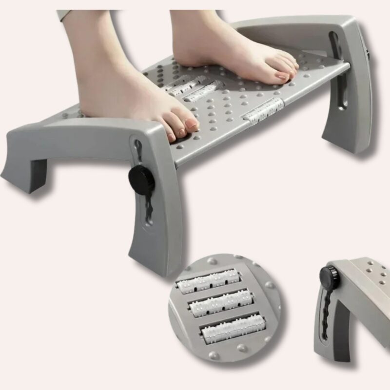 Repose-Pieds Réglable 6 Hauteurs PP Rouleaux Massage Ergonomique Portable – Image 4