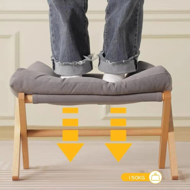 Repose-Pieds Pliable Bambou - Tabouret Multifonction Coussin Haute Résilience – Image 4