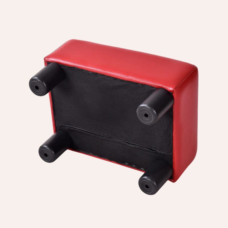 Pouf Ottoman Cuir Rouge - Repose-Pieds Rectangulaire 40x30x24cm Design – Image 6