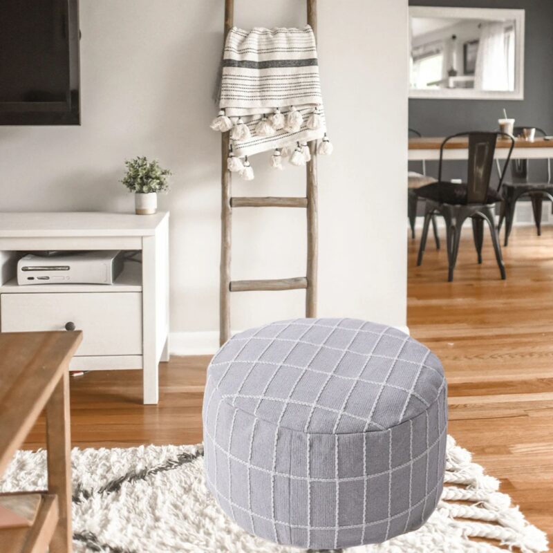 Housse pouf coton et lin 40x20 cm non rembourrée, pouf rangement salon – Image 5