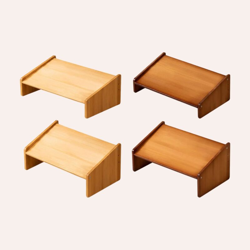 Repose-Pieds Bambou Bureau 3 Hauteurs Angle Ajustable Télétravail Portable