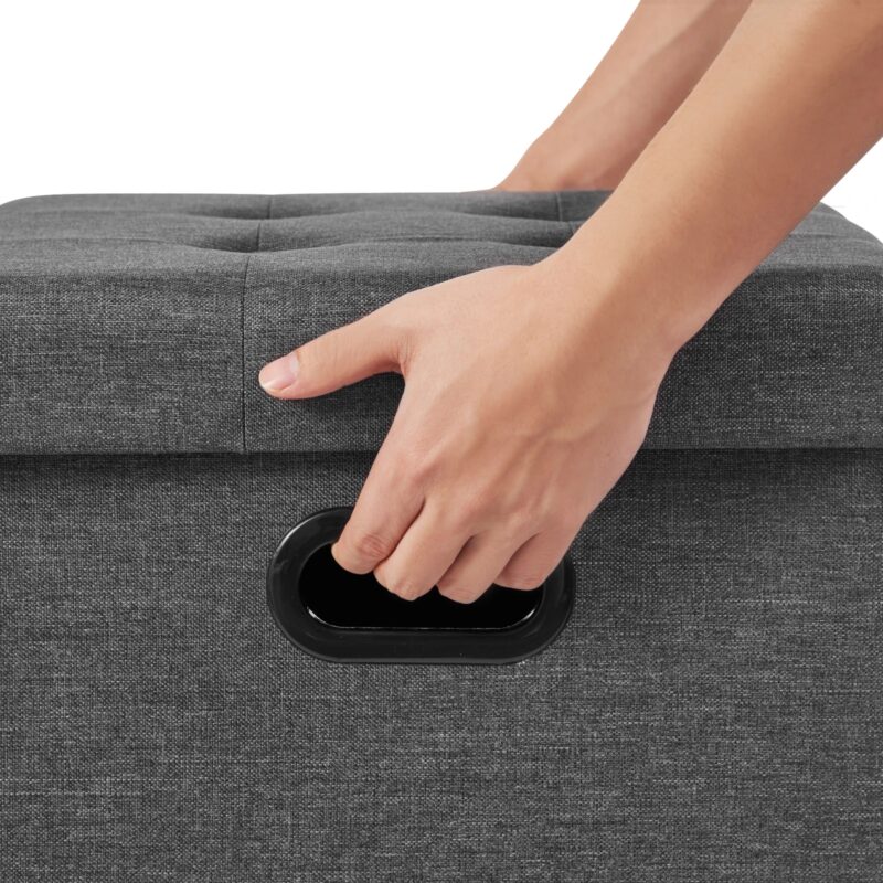 Pouf Simili Cuir Coffre Rangement - Repose-Pied Pliable – Image 5