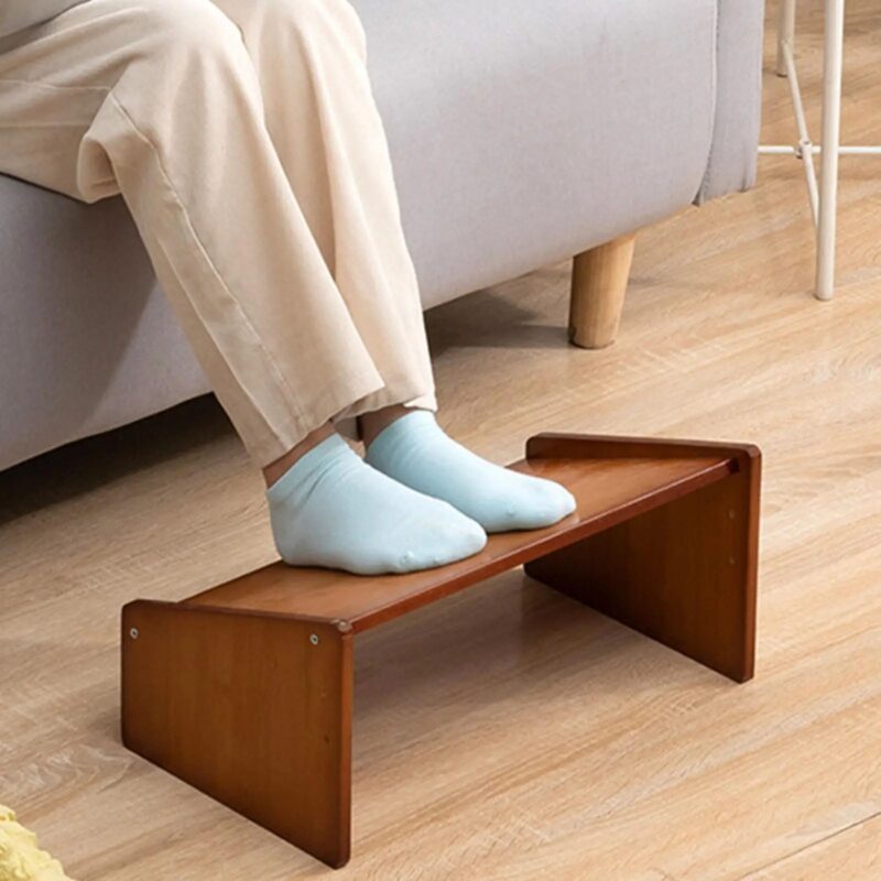 Repose-Pieds Bambou Bureau 3 Hauteurs Angle Ajustable Télétravail Portable – Image 5
