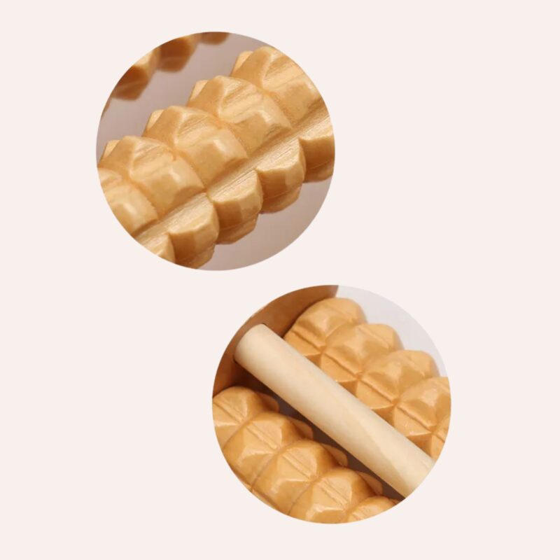 Rouleau Massage Pieds Bois 5 Rangées Réflexologie Anti-Stress Portable Coloré – Image 4