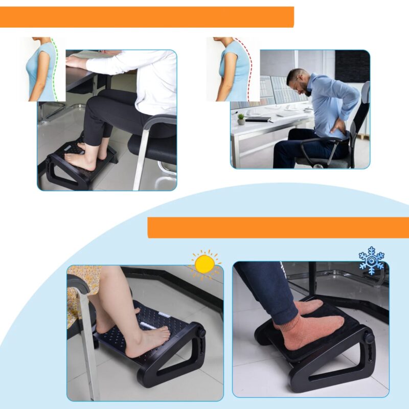 Repose-Pieds Ergonomique PP 6 Hauteurs 16.5x12.2" Surface Massage Antidérapant – Image 6