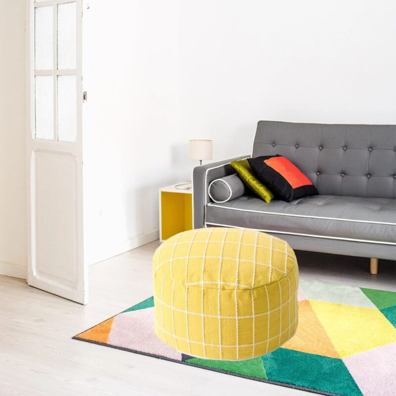 Housse Pouf Coton Lin 40x20 Rangement Salon Bohème – Image 6