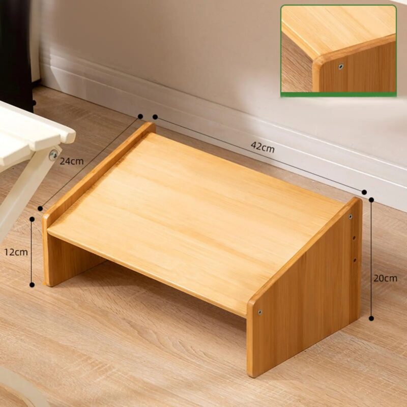 Repose-Pieds Bambou Bureau 3 Hauteurs Angle Ajustable Télétravail Portable – Image 6