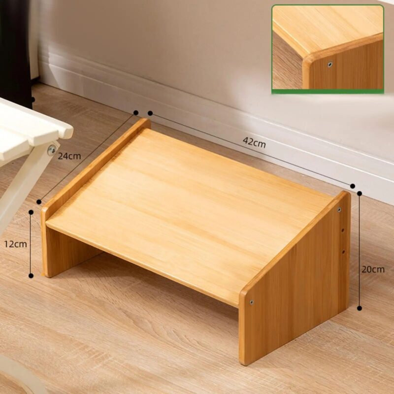 Repose-Pieds Bambou Bureau 3 Hauteurs Angle Ajustable Télétravail Portable – Image 6