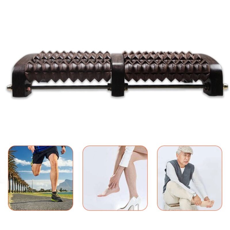 Rouleau Masseur Pieds Bois Acupression Fasciite Plantaire Réflexologie Naturel – Image 8