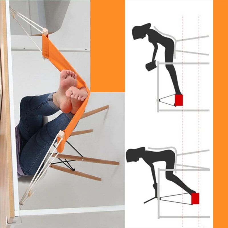 Hamac Pieds Bureau Paresseux Réglable Boucle Fixation Sangle 4 Couches – Image 2