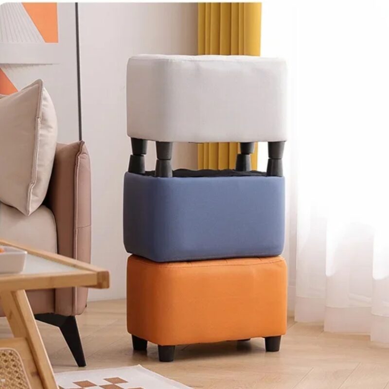 Poufs Empilables Cuir Design - Tabourets Modulaires Antidérapants Salon Moderne – Image 8
