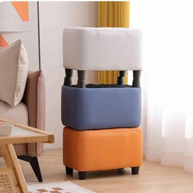 Poufs Empilables Cuir Design - Tabourets Modulaires Antidérapants Salon Moderne – Image 8