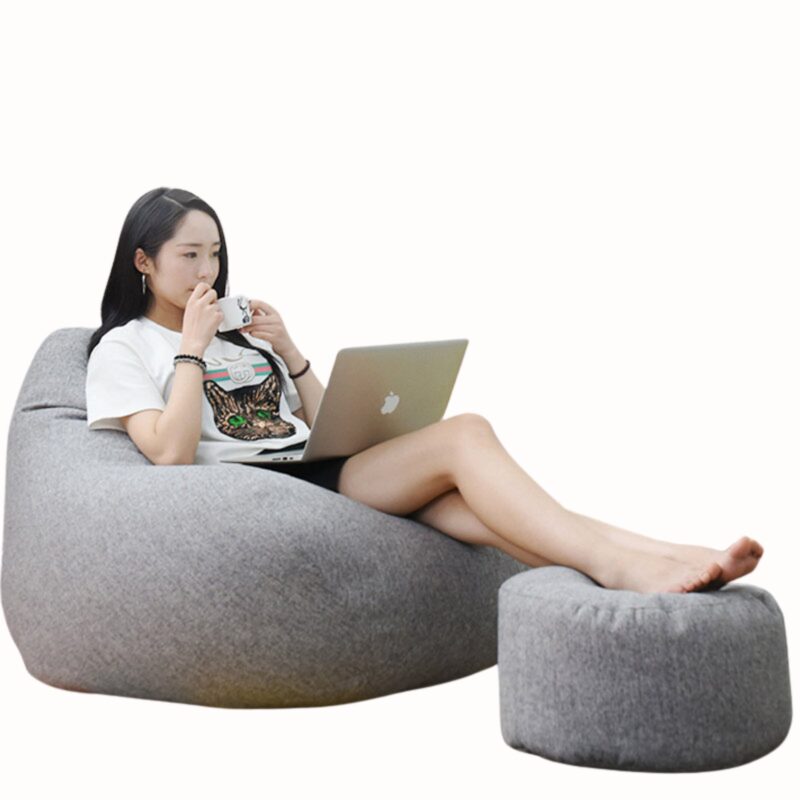 Tabouret repose pied lin rond 30cm diamètre 20cm pouf doux – Image 8